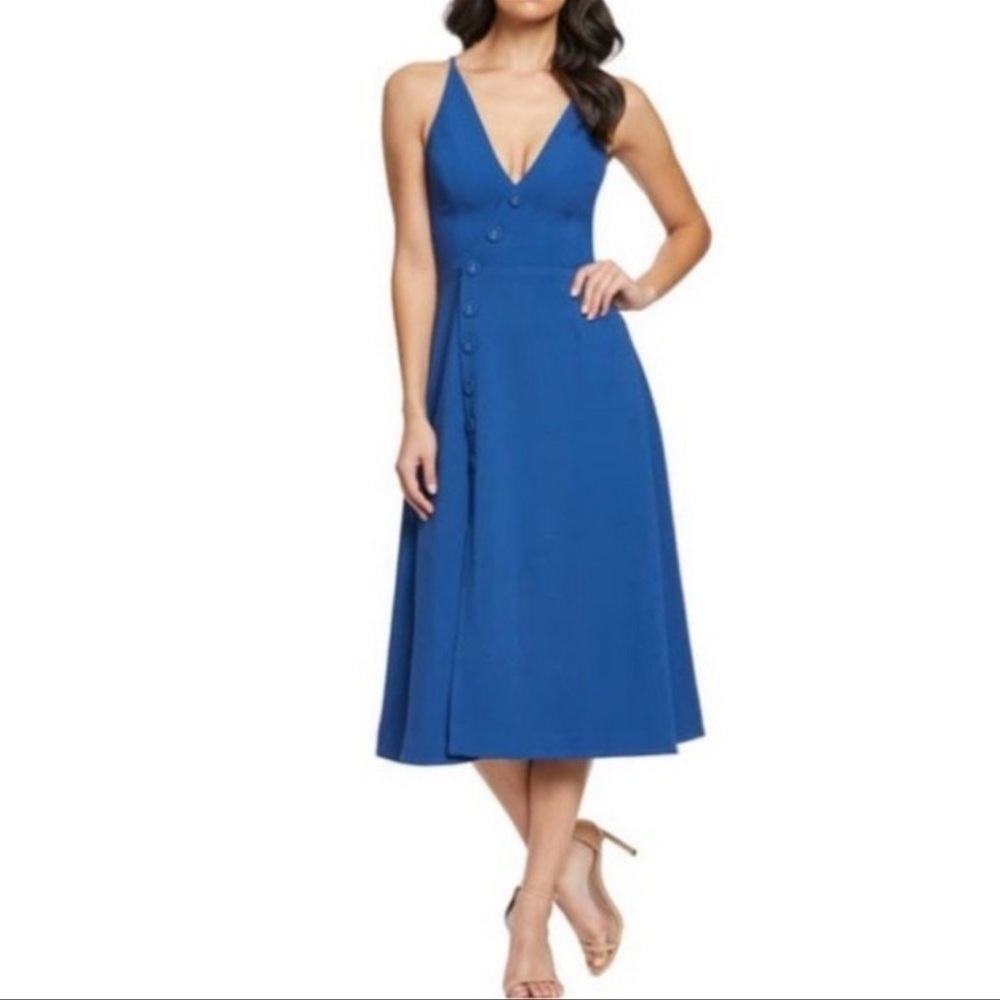 Dress The Population Emily Asymmetrical Front Button Cocktail Dress NWT
